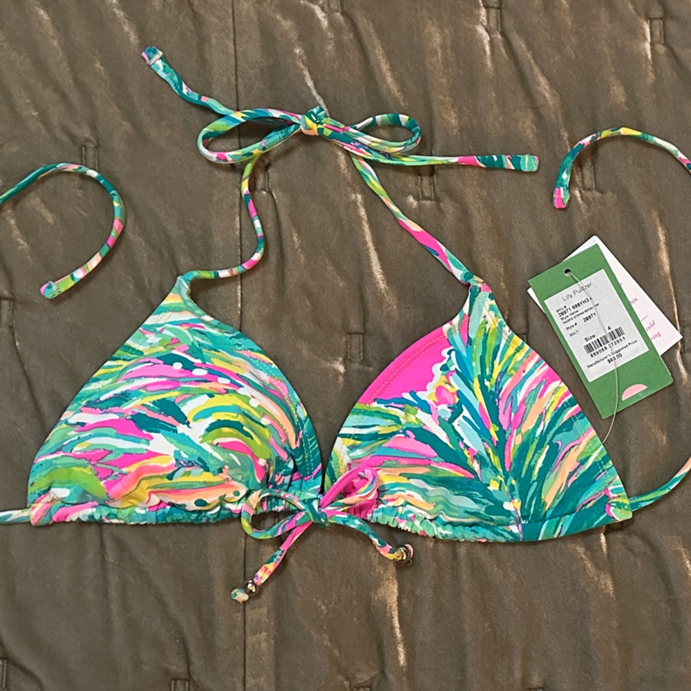Lilly Pulitzer Tropical Swirl NEW Top TROPIC string bikini top 32A 32B 34A 34 4